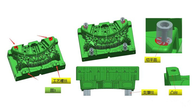 在注塑汽車模具設(shè)計(jì)中，工藝螺絲是必不可少的輔助工具